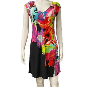 Jams World Womens Caviar Dress Knee Length Mini Floral Hawaiian Size XS